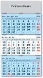 Calendar triptic pliabil, 40 x 60 cm, 3 x 12 file, 2024